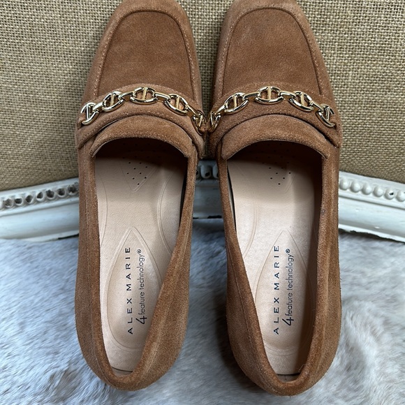 Alex Marie | Farin Suede Chain Hardware Loafer Pumps, in Camel - Picture 4 of 15